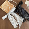 Black Polka Dot Scarf Pearl Strand Necklace Jewelry Accessory view 2