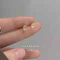 Gold Tone Mini Openwork Rose Flower Stud Earrings For Women view 2