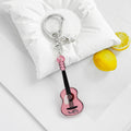 Guitar Shaped Charm Keychain With Star And Flower Pendants view 7