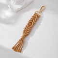 Gold Tone Braided Macrame Tassel Clip Keychains in Six Pastel Colors view 8