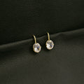 Gold Hook Clear Oval Faceted Look Small Drop Earrings view 2