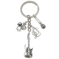 Silver Tone Guitar Drum and Saxophone Music Keychains view 5