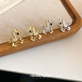 Gold and Silver Tone Open Rocking Horse Stud Earrings view 4