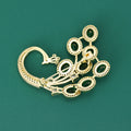 Green Oval Crystal Peacock Brooch With Jeweled Fan Tail view 4
