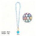 Six Color Cube Bead Necklaces With Gold Tone Heart Pendants view 9