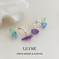 Pearl Arc Lily-of-the-Valley Drop Earrings Purple Glass Charm view 3