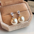 Crystal Teardrop Pearl Drop Earrings with Distinctive Textured Details view 6