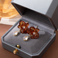 Amber Translucent Flower Clear Teardrop Hook Earrings view 2