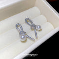 Crystal Loop And Pearl Stud Earrings Matching Jewelry Pair view 4