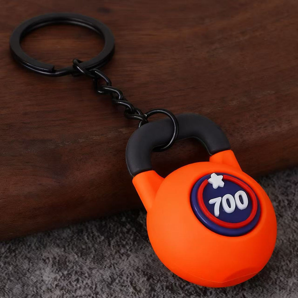 Fitness Barbell and Weight Plate Metal Keychain Gym Bag Charm