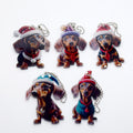 Christmas Dachshund Printed Acrylic Ball Chain Hanging Charms view 1
