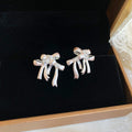 Crystal Bow Stud Earrings in Two Colors With Silver-Tone Settings view 6