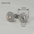 Silver Round Halo Clear CZ Cluster Stud Earrings Pair view 4