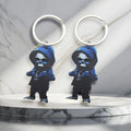 Blue Hooded Grim Reaper Wooden Keychain Cartoon Charm view 4