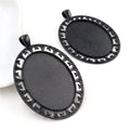 Greek Key Oval Pendant Tray Jewelry Making Components view 3