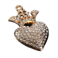 Rhinestone Crown Heart Charm Pendant Gold Tone Three Colors view 5