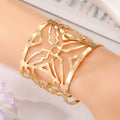 Gold Tone Wide Irregular Geometric Openwork Cuff Bracelet view 1