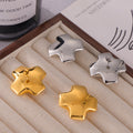 Polished Cross Shape Metal Stud Earrings Gold Silver view 2
