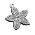 Pave Rhinestone Five Petal Flower Charm Pendant Silver And Gold Tone view 5