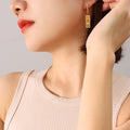 Geometric Cutout Rectangle Drop Bar Stud Earrings Metal view 1