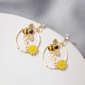 Bee Queen Floral Gold Tone Dangle Earrings in Three Styles view 8