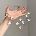 Three Layer Butterfly Station Necklace in Mixed Tones view 6