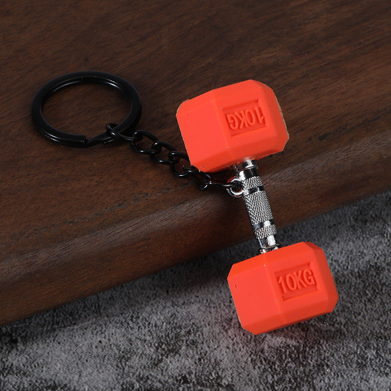 Fitness Barbell and Weight Plate Metal Keychain Gym Bag Charm