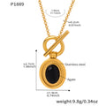 Black Agate Oval Toggle Pendant Necklace Matching Open Ring view 8