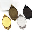 Floral Edge Oval Pendant Cabochon Settings in Four Finishes view 1