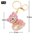 Rhinestone Bear Heart Keychain Gold Base Three Colors view 3