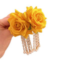 Yellow Rose Pearl Loop Drop Earrings Decorative Jewelry view 5