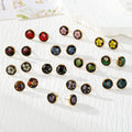 Black Resin Pressed Flower Stud Earrings in Thirteen Designs view 1