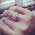Silver Tone Round Clear Stone Floral Halo Ring Jewelry view 3