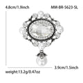 Vintage Oval Crystal Pearl Drop Brooch Gold Silver Two Tones view 6