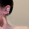 Silver Pearl Crystal Cascade Ear Cuff Fashion Jewelry Accessory view 3