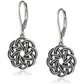 Antique Silver Celtic Knot Disc Leverback Earrings view 1