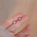 Rose Gold Tone Scalloped Frame Pink Pearlescent Stud Earrings view 2