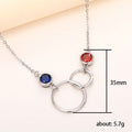 Interlocking Circle Necklace with Red and Blue Crystals view 5