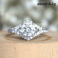 Silver Tone Round Halo Ring With Split Clear Stone Band view 5