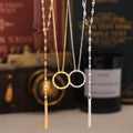 Circle Pendant And Y-Bar Drop Necklaces Gold And Steel Styles view 4