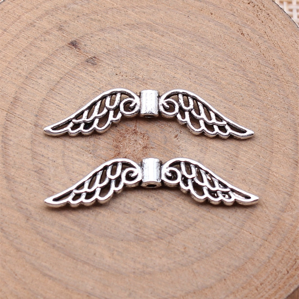 32x8mm 1.1g Multicolor Zinc Alloy Angel Wing Loose Metal Beads for Bracelet DIY Jewelry Making