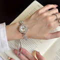 Rhinestone Quartz Watch Bracelets Green Dial Silver Two view 4