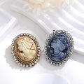 Gold Tone Silver Tone Woman Portrait Crystal Two Designs Metal Brooch Pin 4 x 4.8 cm 4 x view 4