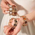 Gold Oval Cabochon Stretch Bracelet Enamel Leopard 4 Styles view 1