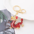 Rhinestone Chinese Dragon Keychain Enamel Charm Braided Cords view 6
