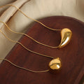 Polished Teardrop Pendant Snake Chain Necklace Gold Steel view 3