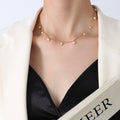 Gold Chain Necklace With Dangling Freshwater Pearl Drops view 4