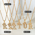 Gold Crown Initial Letter Pendant Necklace Rope Chain view 2