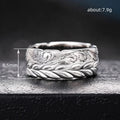 Silver Engraved Leaf Vine Wide Band Finger Ring Sizes 6-10 view 4