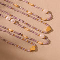 Natural Stone Beaded Necklaces Gold Heart Or Pearl Shell Mix view 3